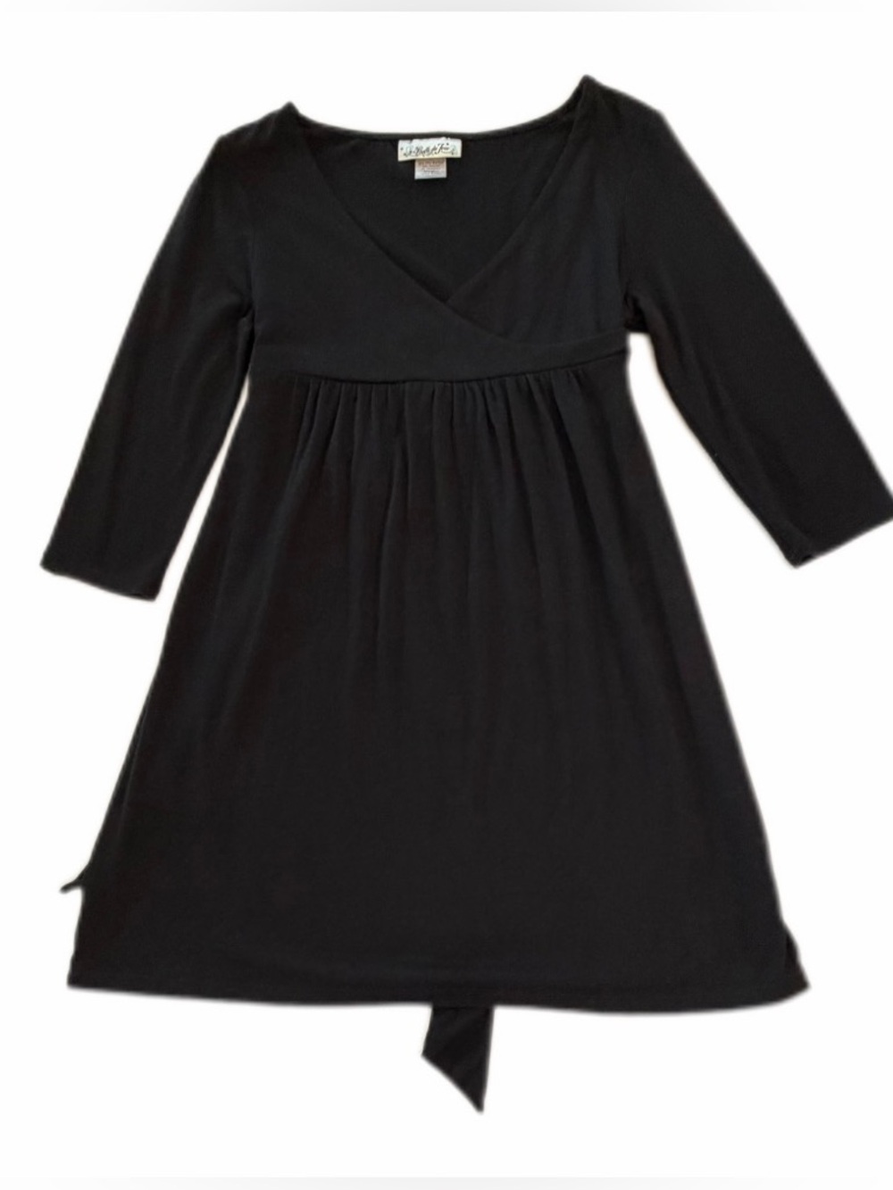 Belle Du Jour Empire Waist Wrap Dress Women Small Black Tie Back Mini Chic Trend